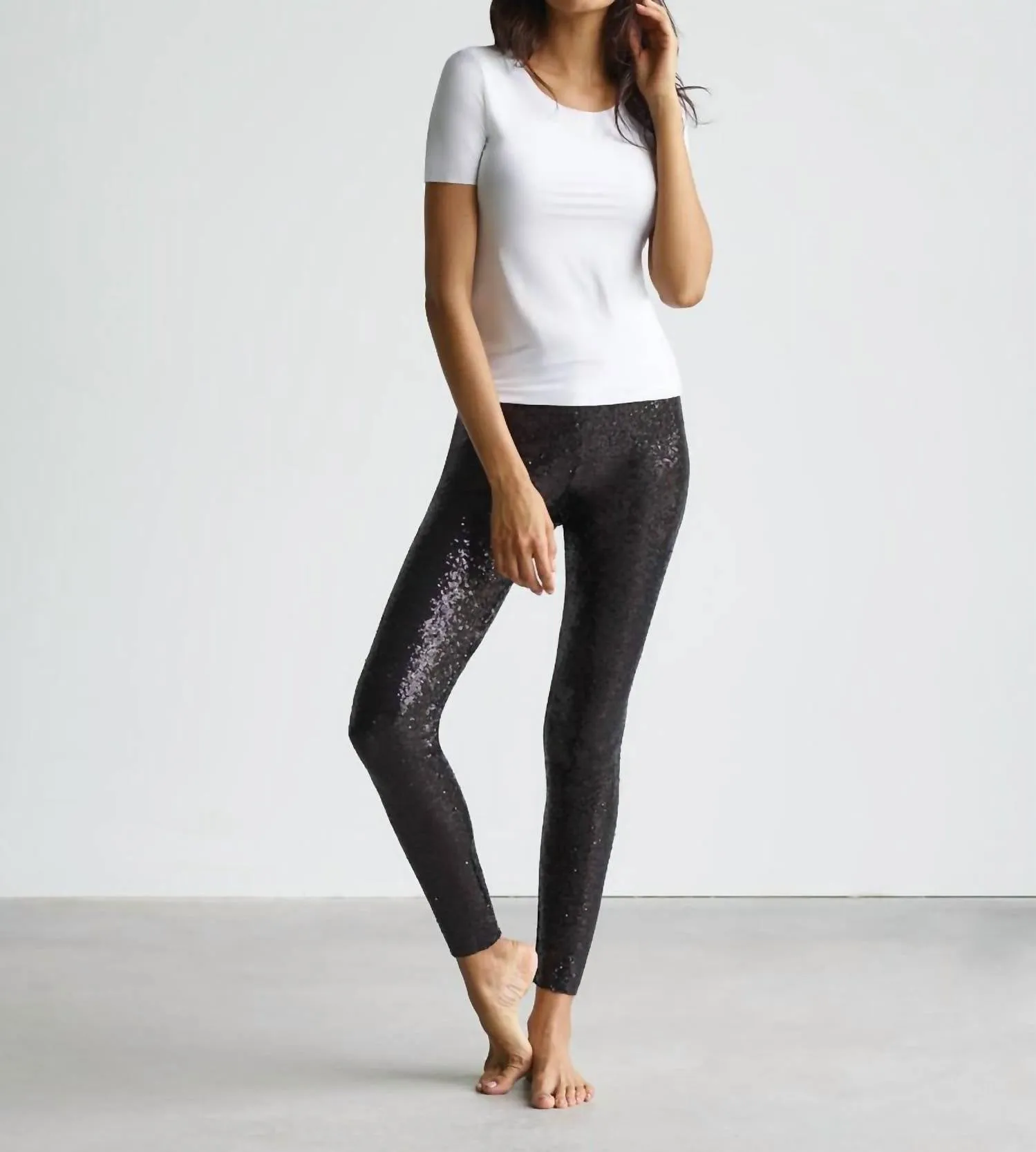 Sequin High Waisted Legging In Black