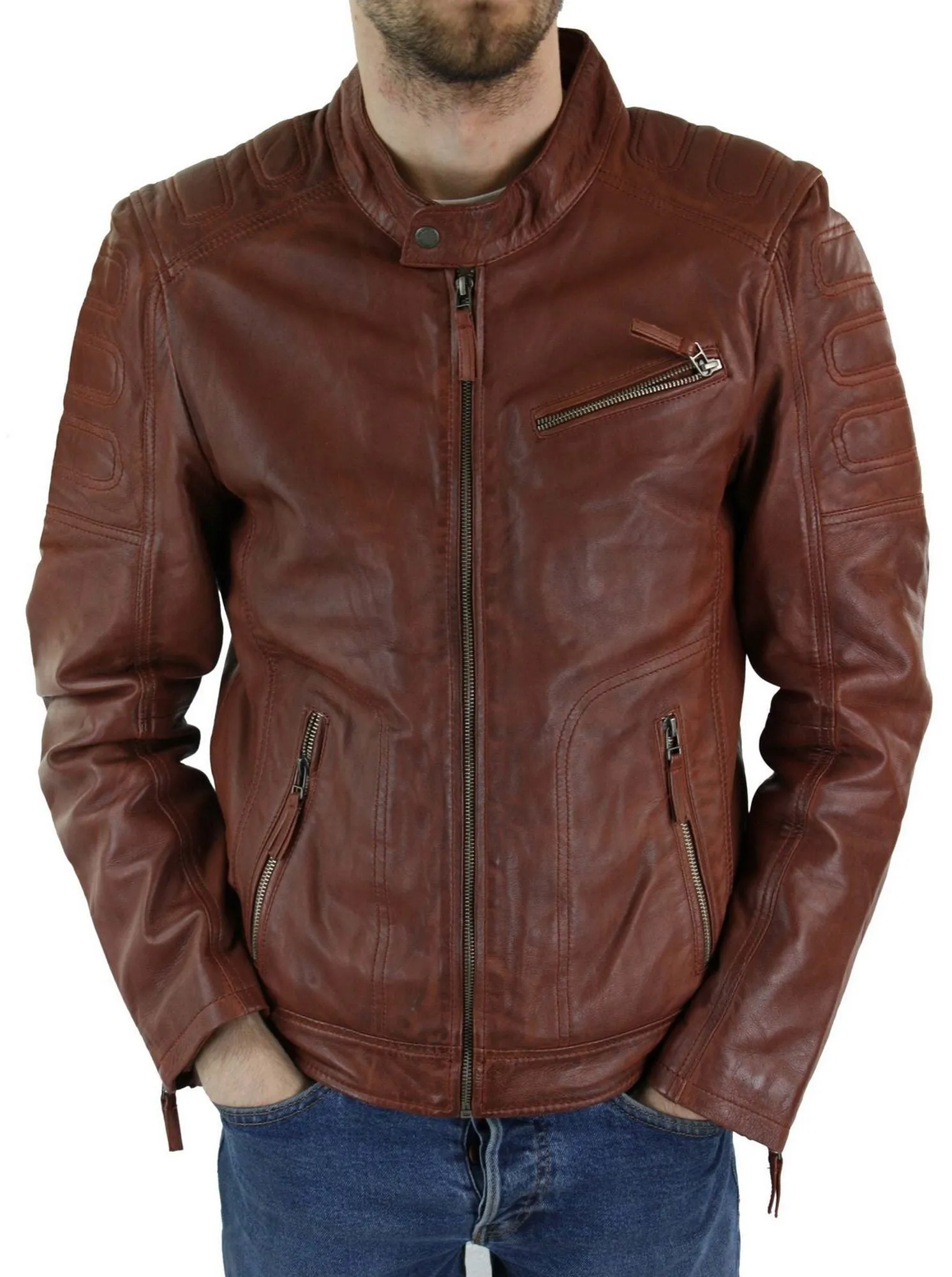 Short Biker Leather Jacket