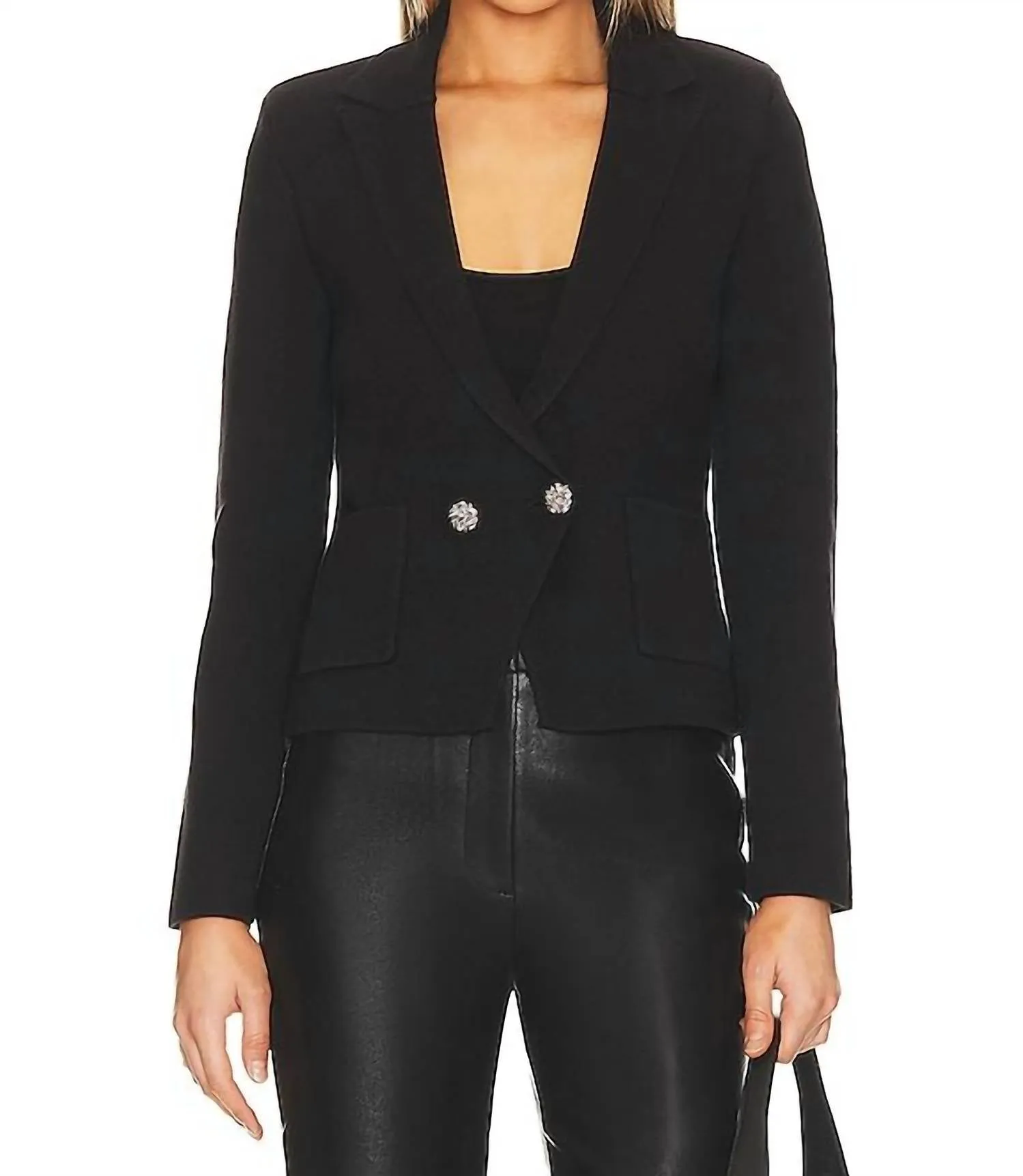 Sofia Knit Blazer In Black/crystal