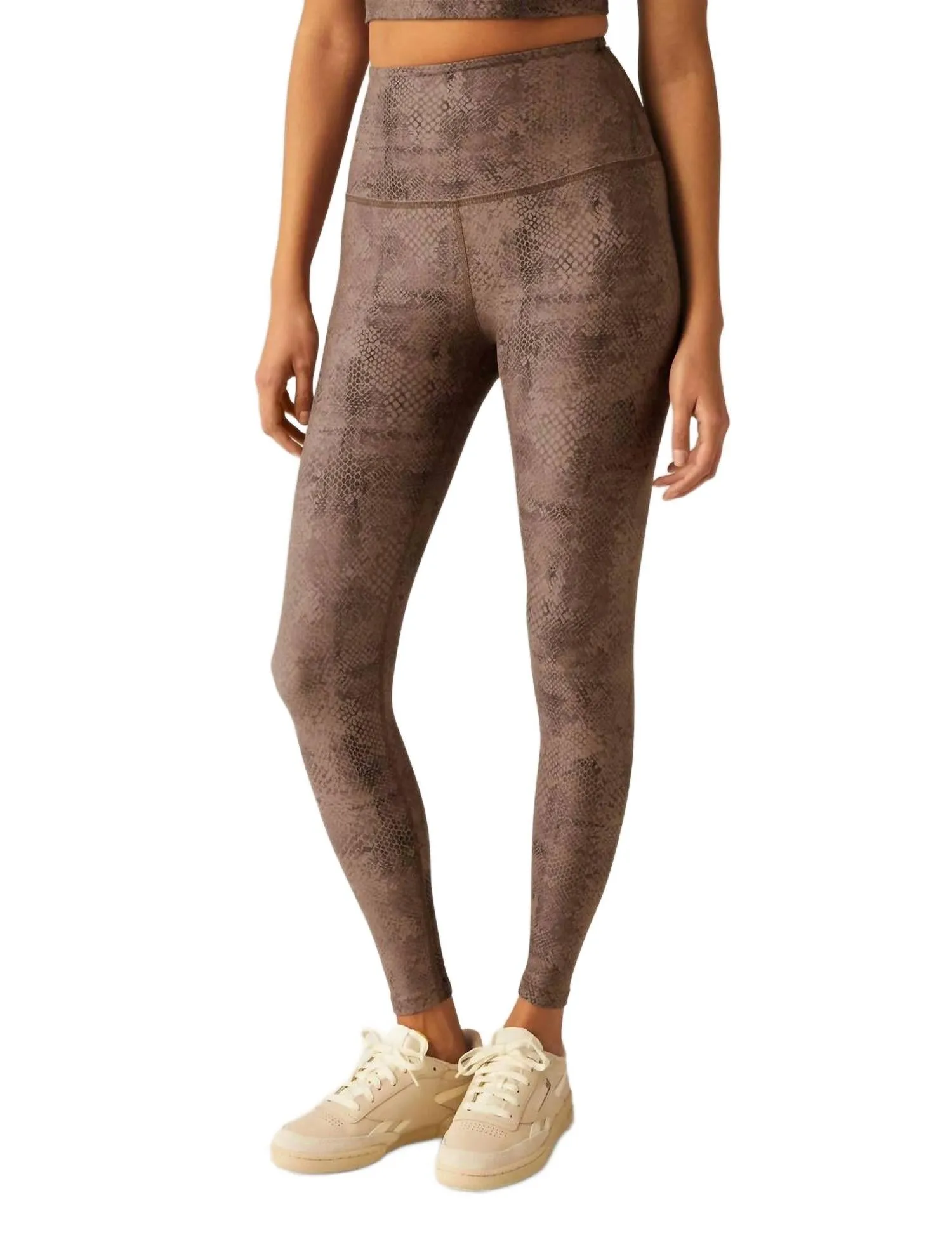 Softmark Caught In The Midi High Waist Legging In Neutral Snakeskin
