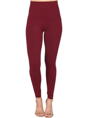 Solid Leggings In Burgandy