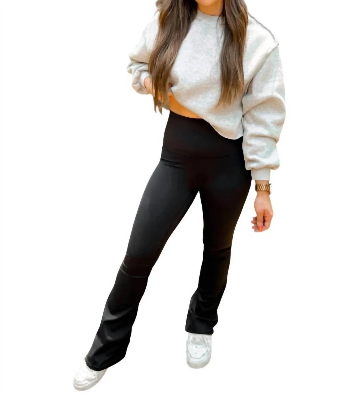 Suck & Tuck Flare Leggings In Black