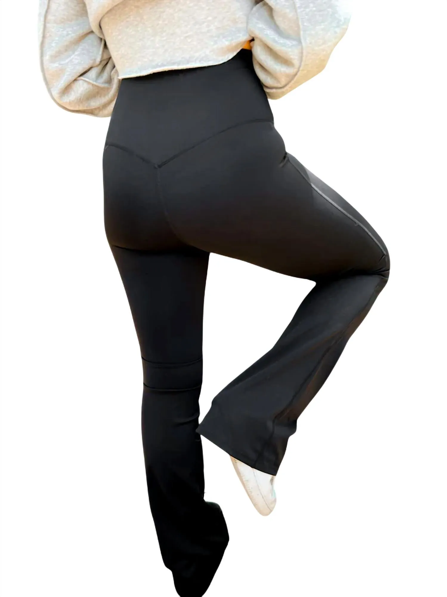 Suck & Tuck Flare Leggings In Black