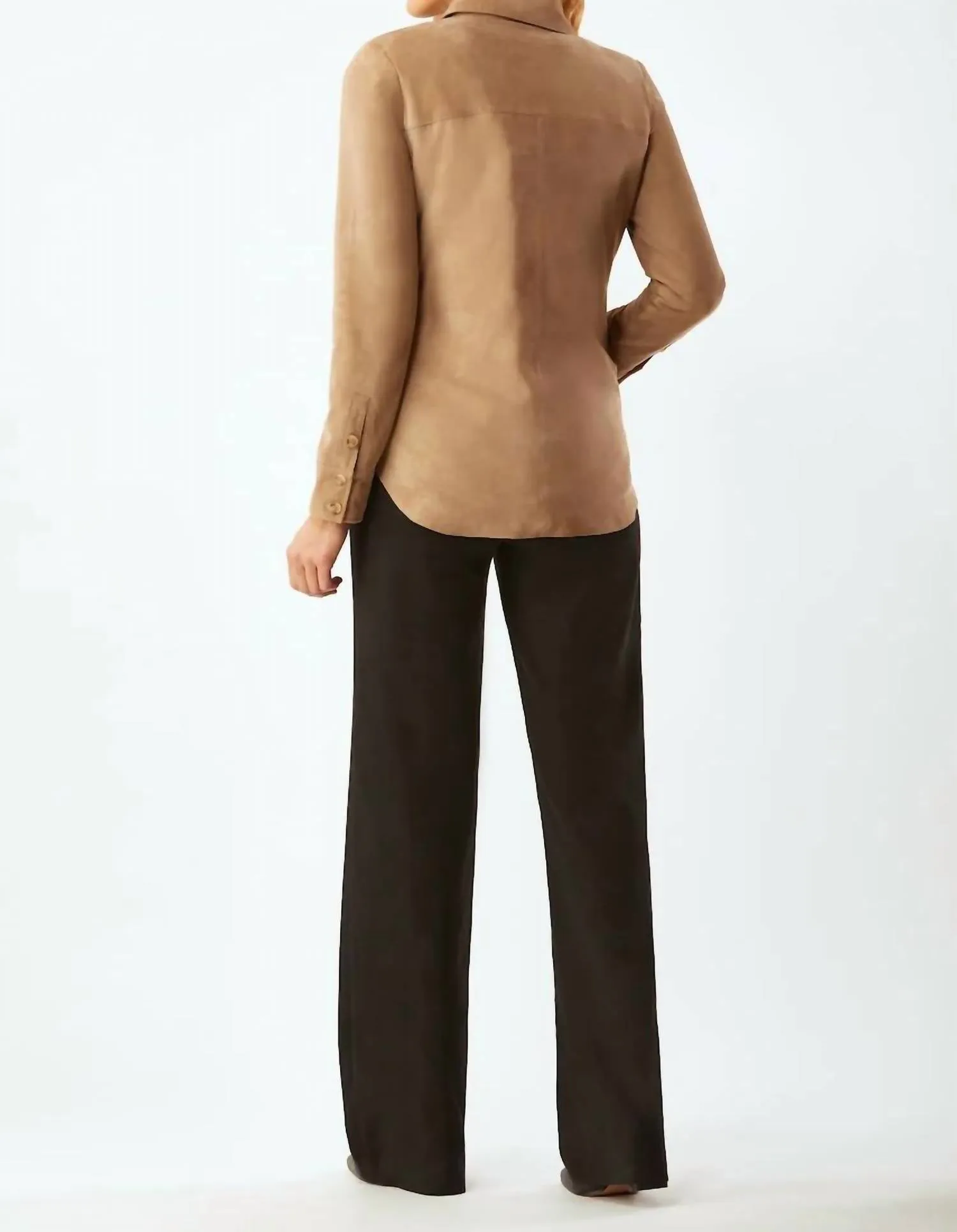 Suede Shirt Jacket In Camel