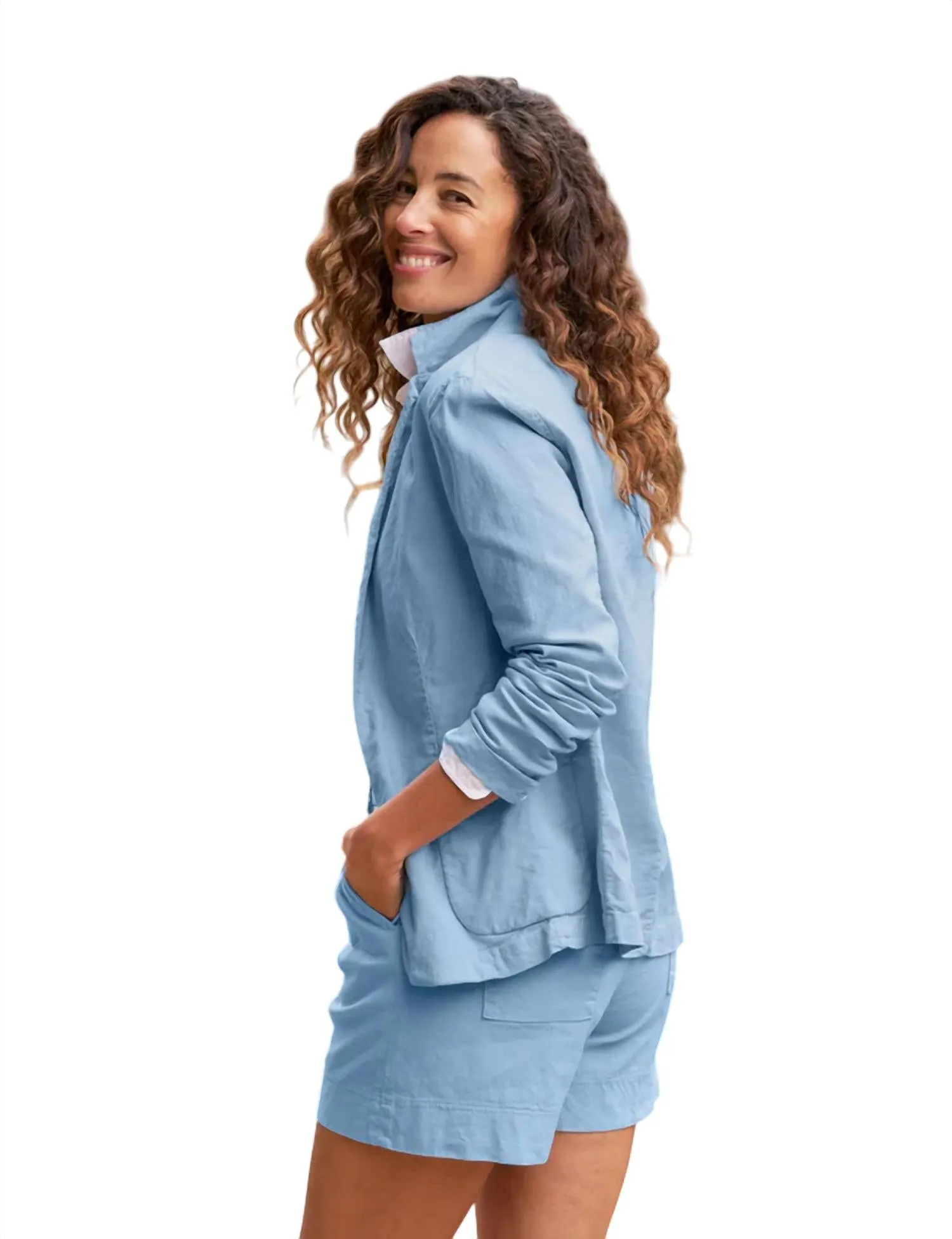Tailored Linen Blazer In Hydrangea