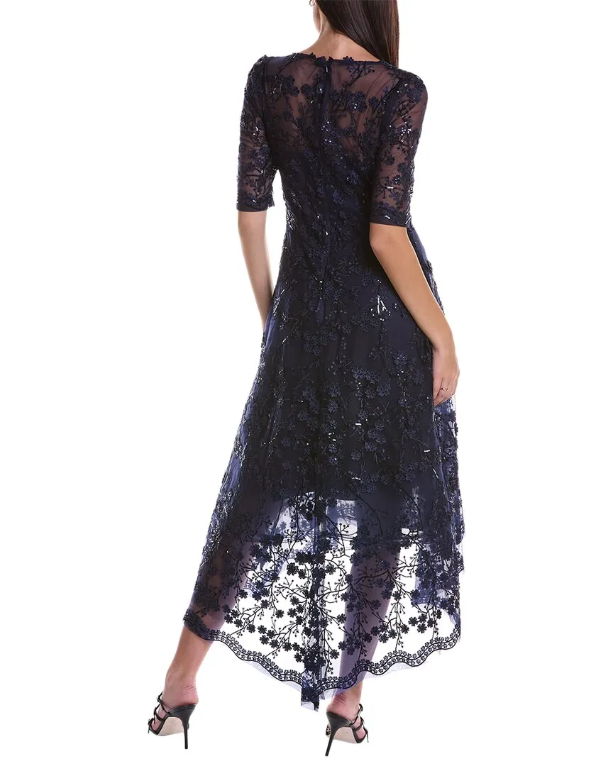 Teri Jon by Rickie Freeman Embroidered Midi Dress