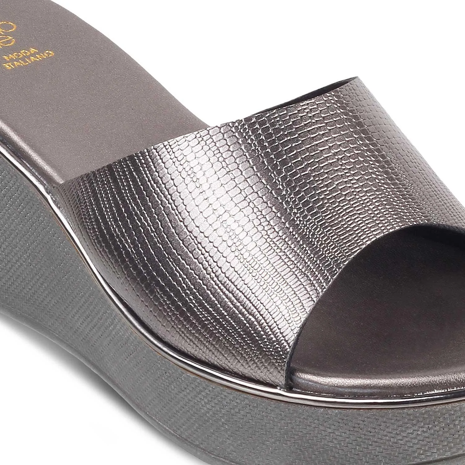 The Sanle Pewter Women's Dress Wedge Sandals Tresmode
