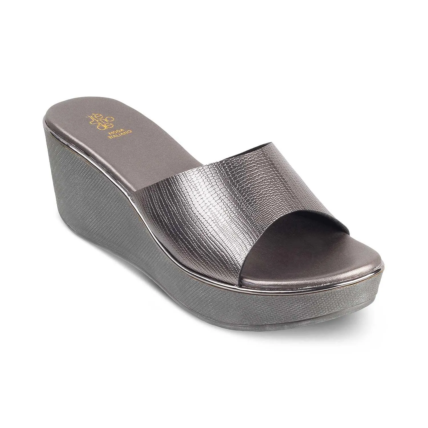 The Sanle Pewter Women's Dress Wedge Sandals Tresmode