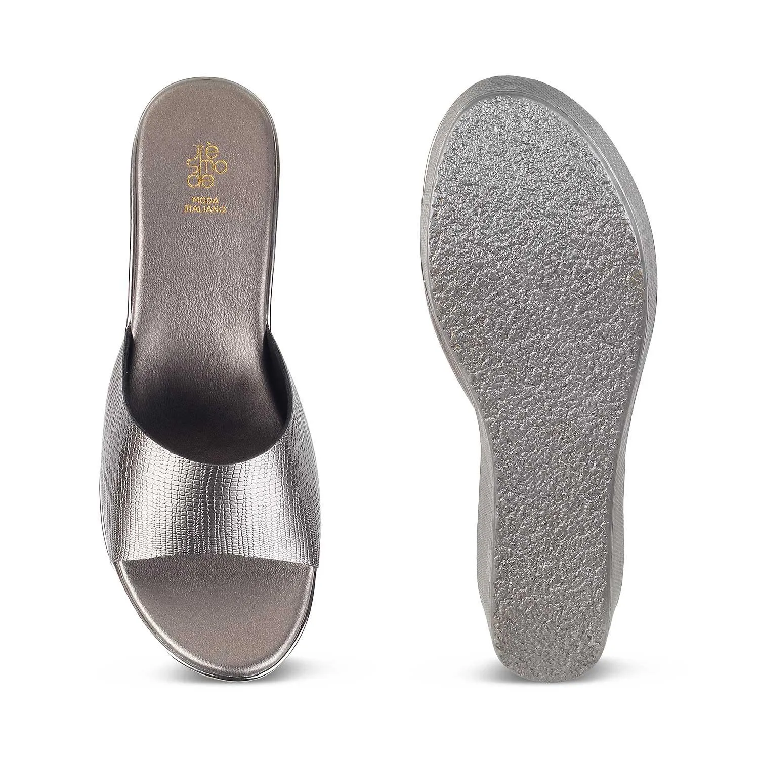 The Sanle Pewter Women's Dress Wedge Sandals Tresmode