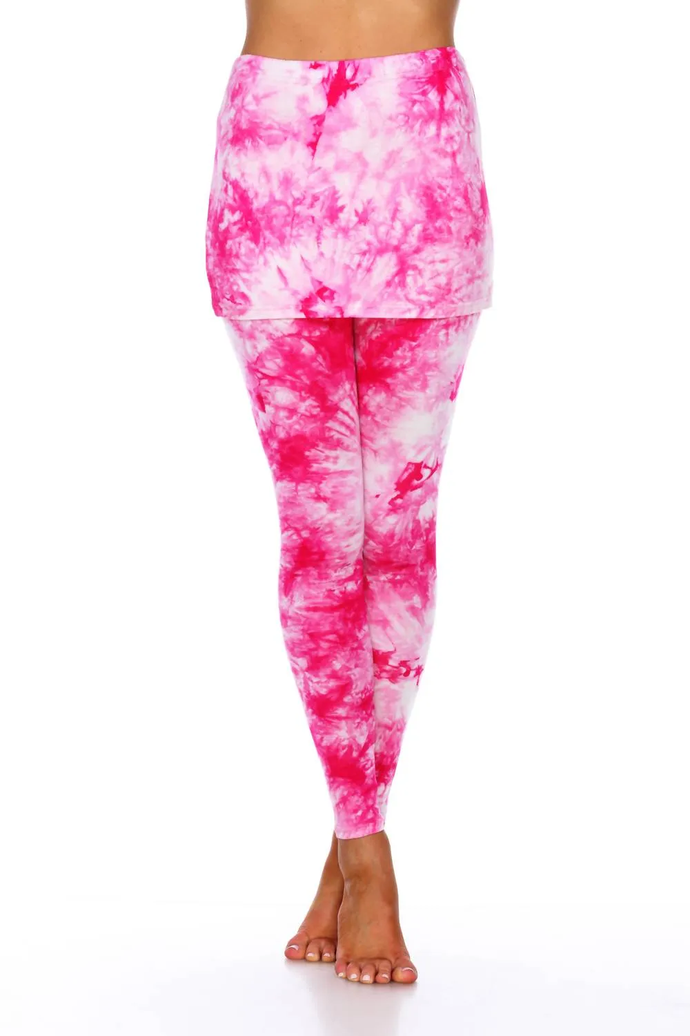 Tie Dye Skirted Leggings In Pink