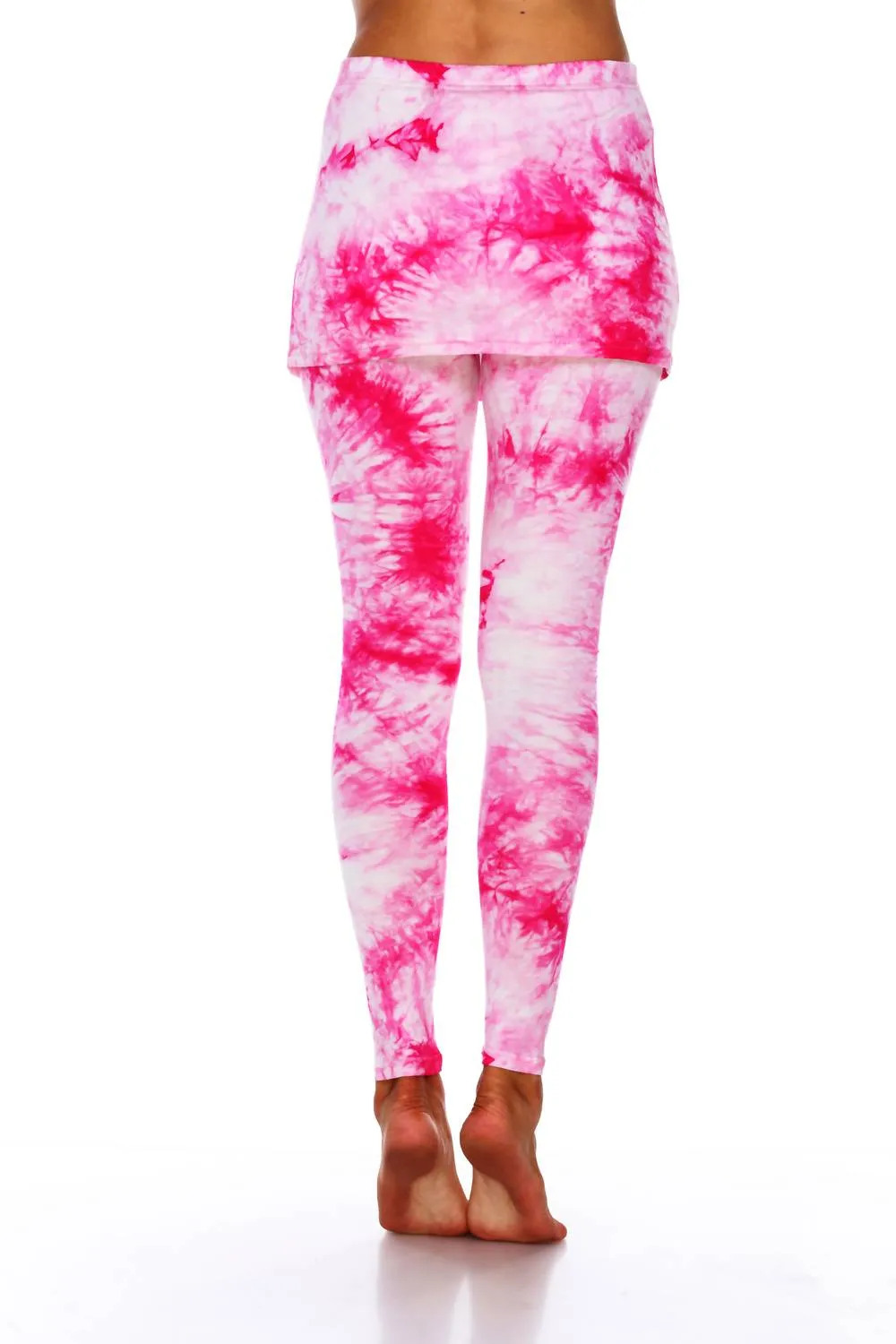 Tie Dye Skirted Leggings In Pink