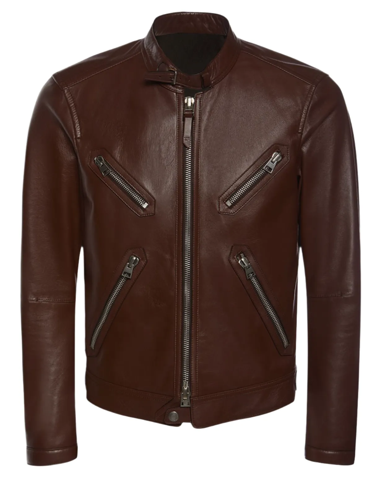 Tom Ford Mens Leather Bomber Jacket In Brown
