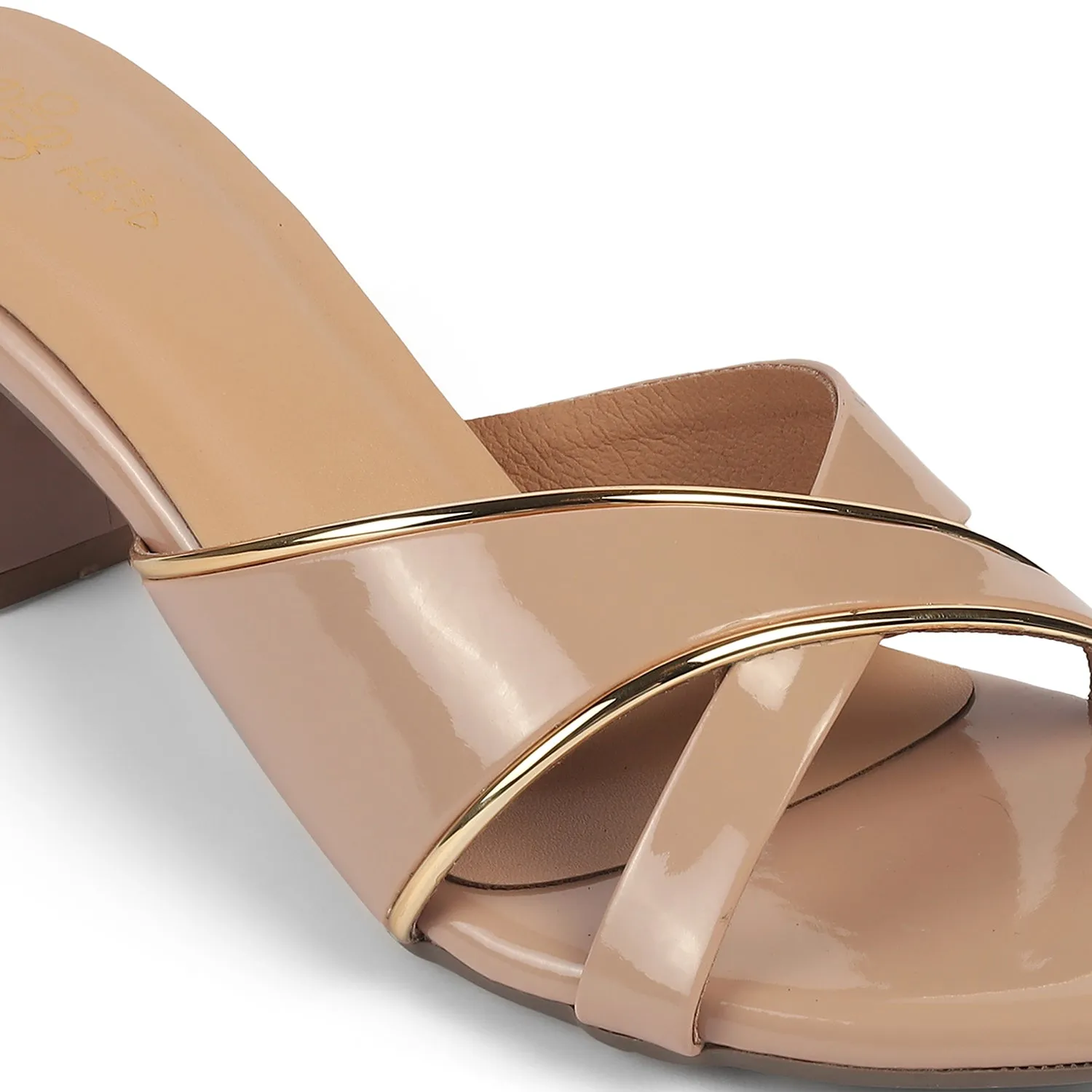 Tresmode Cesko Beige Women's Dress Block Heel Sandals
