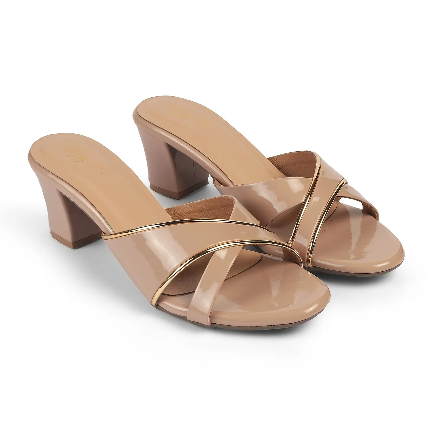 Tresmode Cesko Beige Women's Dress Block Heel Sandals