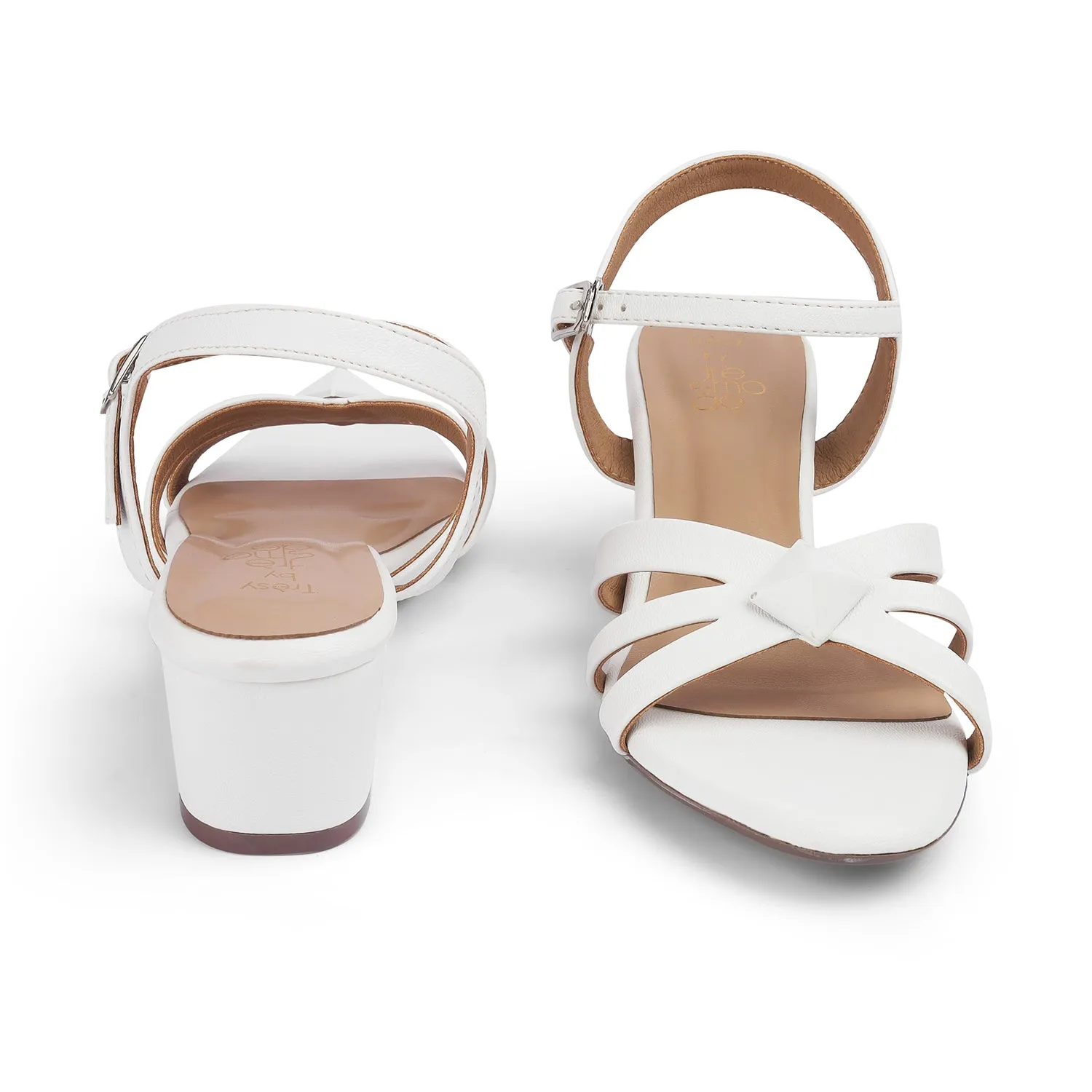 Tresmode Parma TMM-6 White Women's Dress Block Heel Sandals