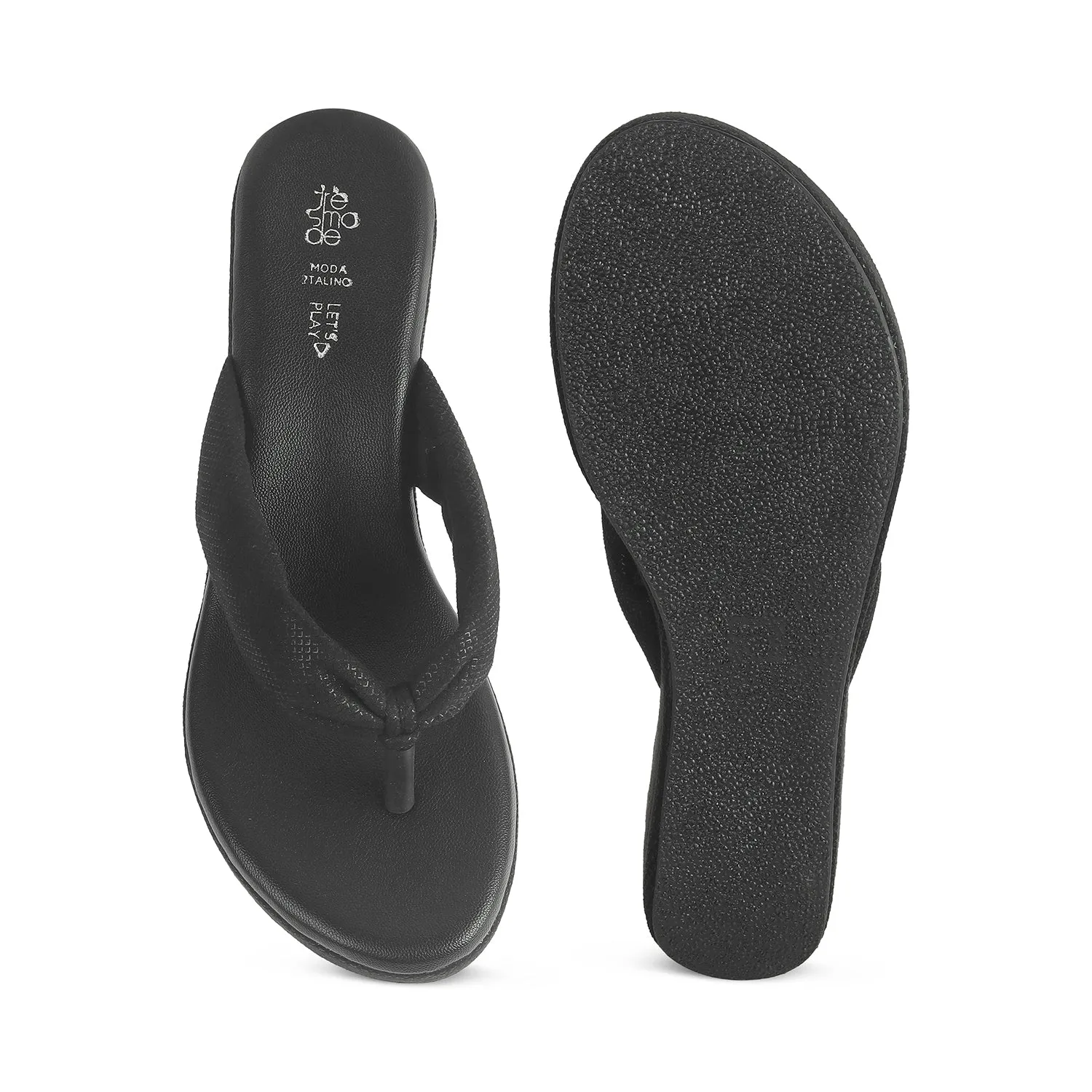 Tresmode Thede Black Women's Dress Wedge Heel Sandals
