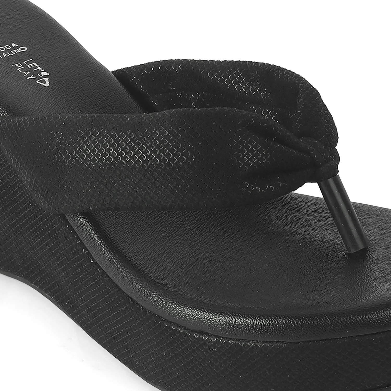 Tresmode Thede Black Women's Dress Wedge Heel Sandals