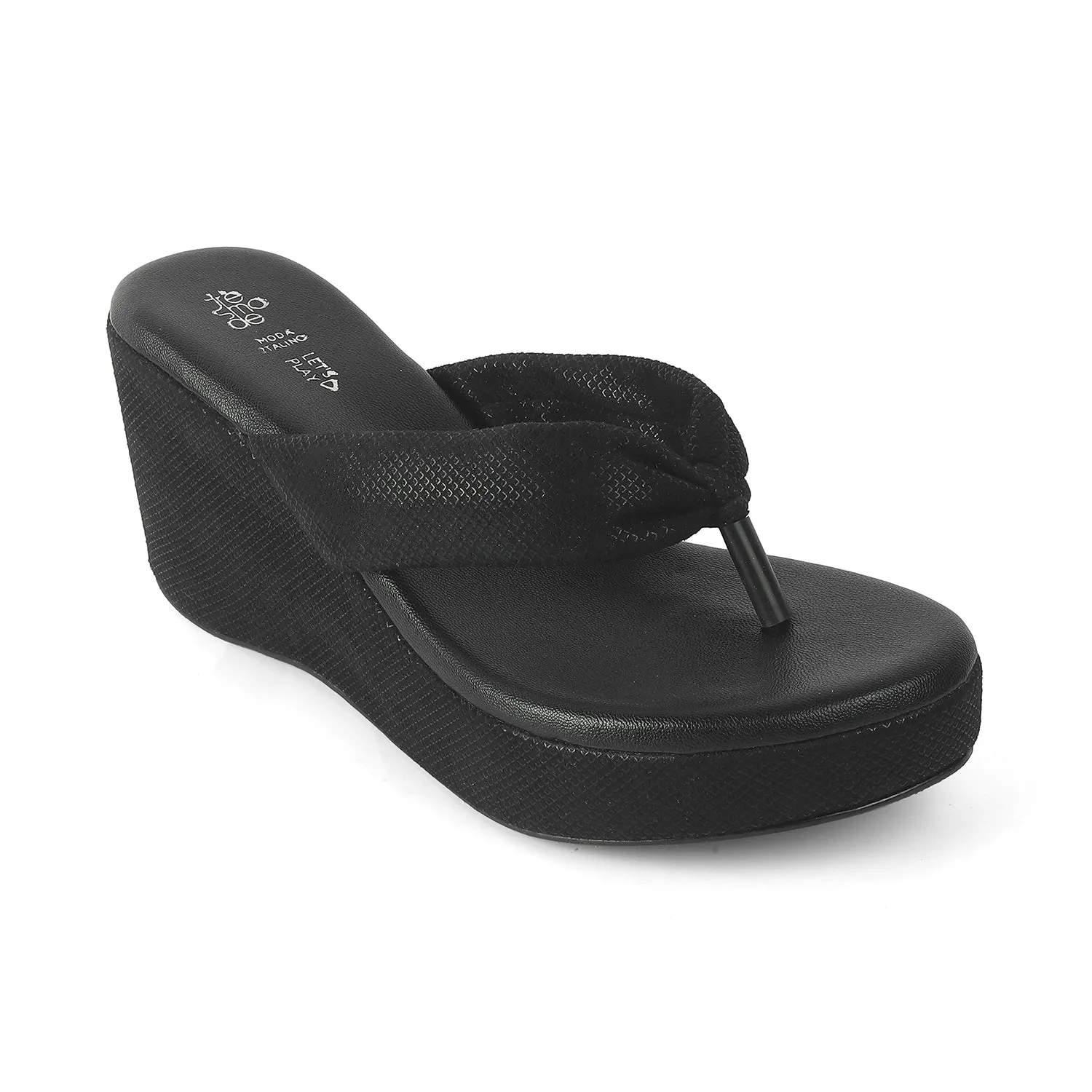 Tresmode Thede Black Women's Dress Wedge Heel Sandals