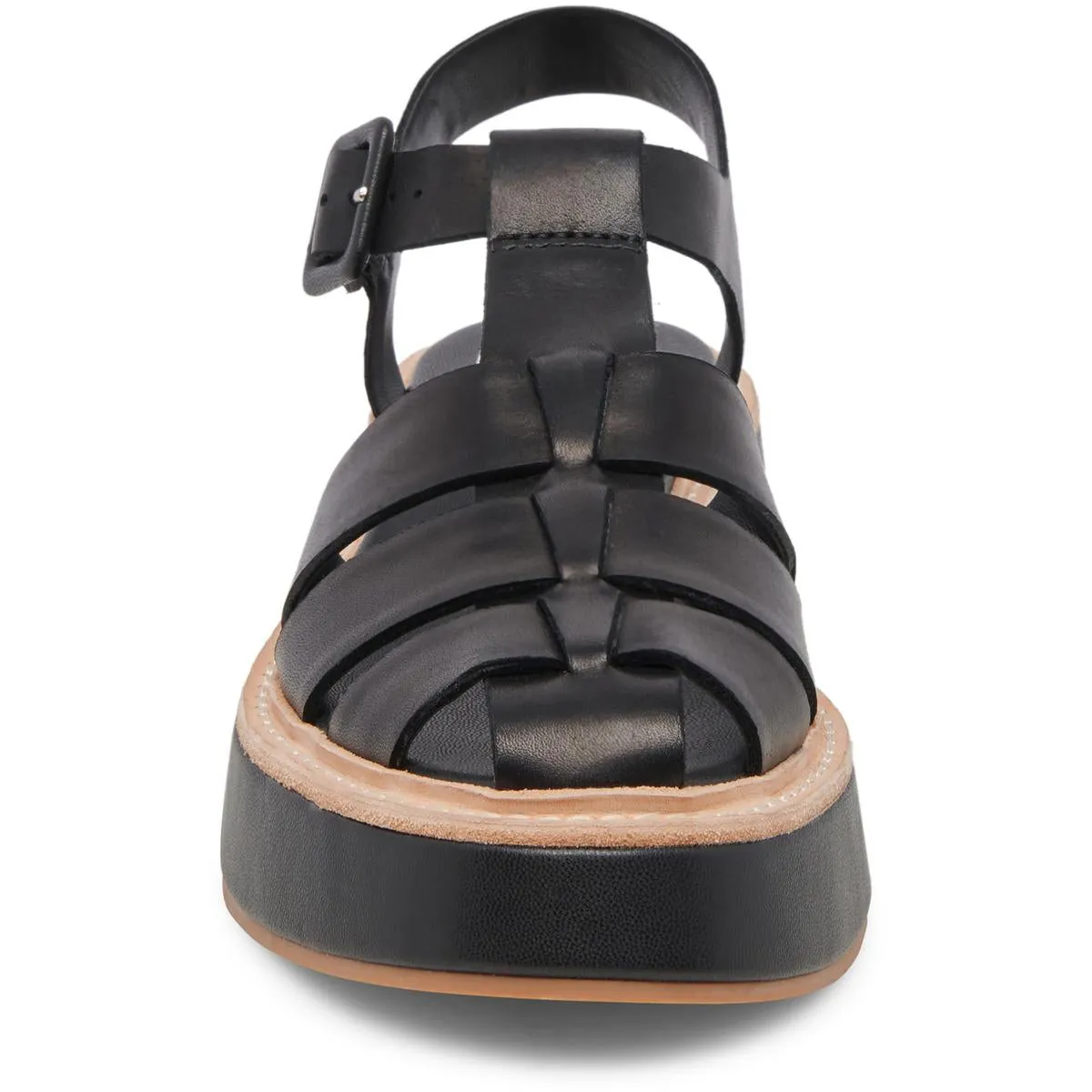 TRISTY Womens Leather Ankle Strap Flatform Sandals