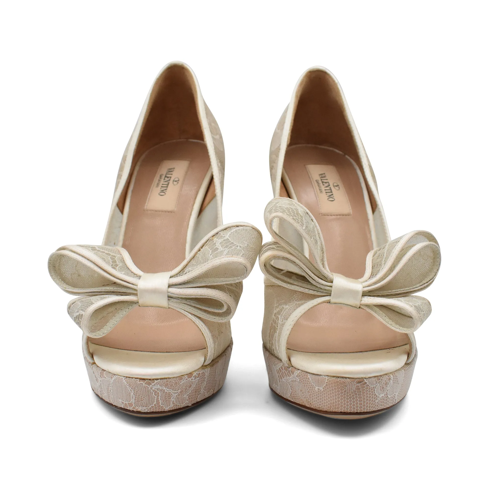 Valentino 'Bow D'Orsay Lace' Heels - Women's 38