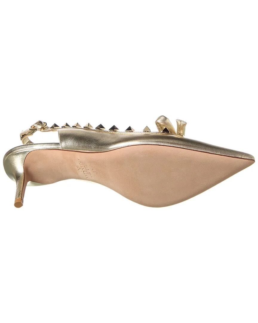 Valentino Rockstud Bow 60 Leather Slingback Pump
