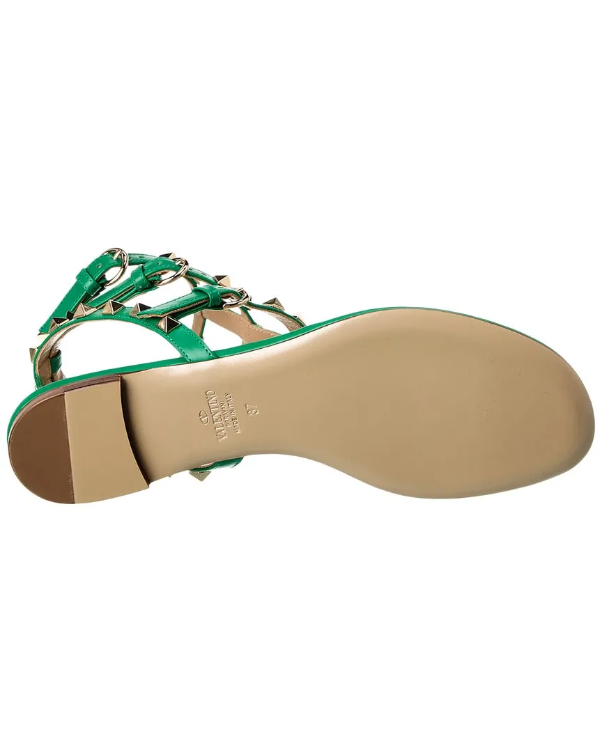 Valentino Rockstud Caged Leather Ankle Strap Sandal