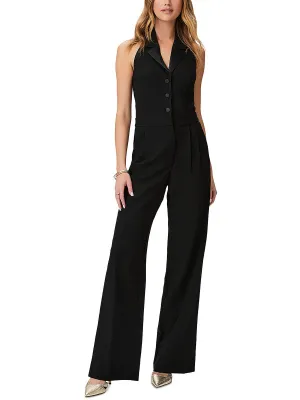 Vienna Womens Satin Trim Open Back Jumpsuit