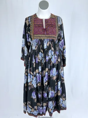 Vintage Size 12/14 Blue Multi-Color Caftan Boho Dress