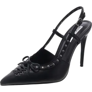 Vivant Womens Studded Faux Leather Slingback Heels