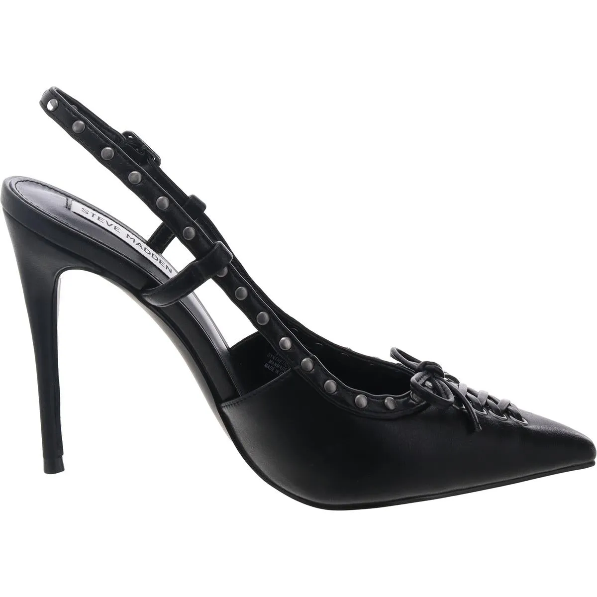 Vivant Womens Studded Faux Leather Slingback Heels