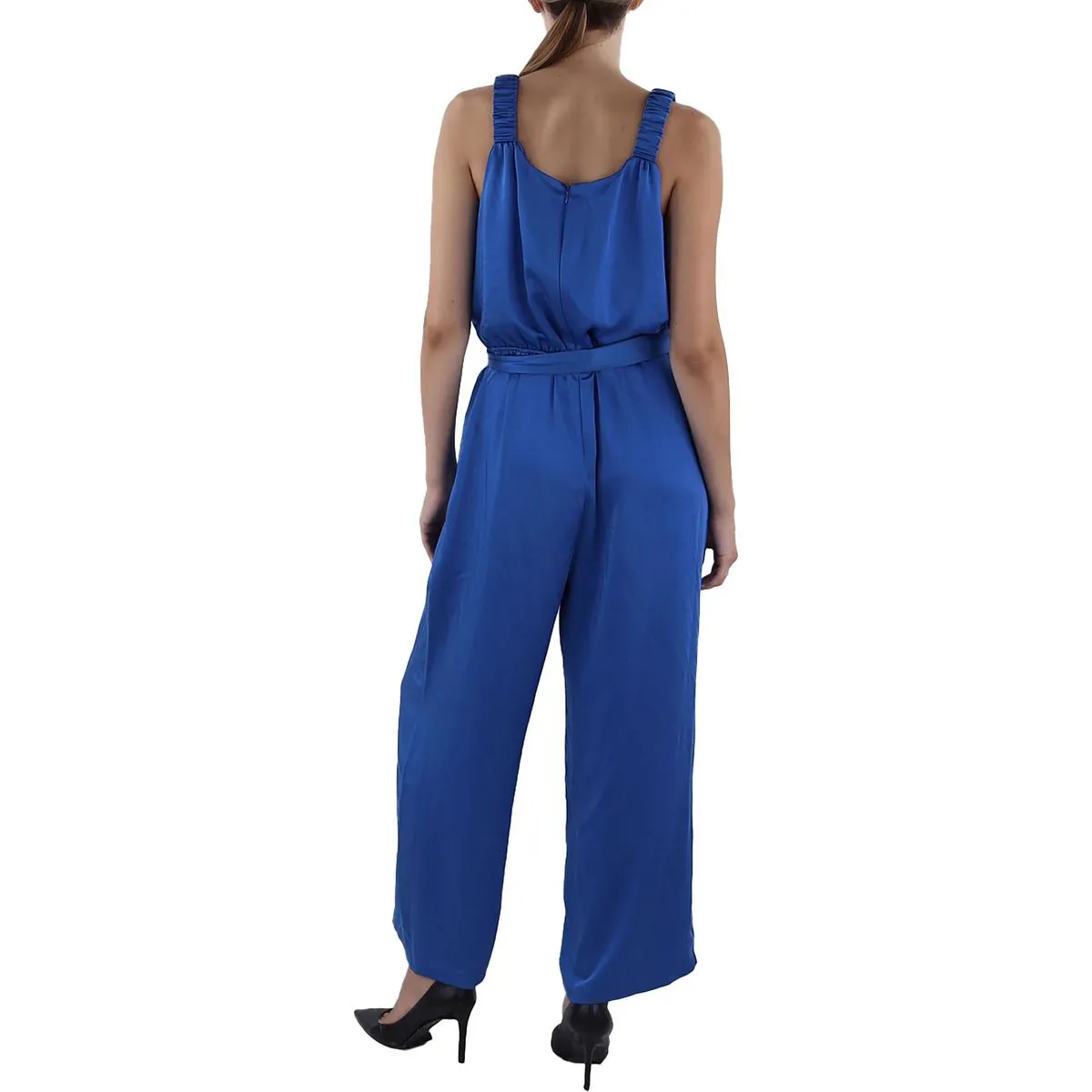 Womens Belted Cropped Jumpsuit