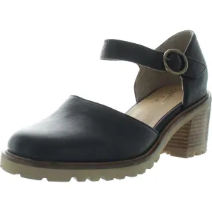 Womens Buckle Leather Loafer Heels