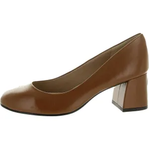 Womens Cushioned Footbed Leather Block Heels
