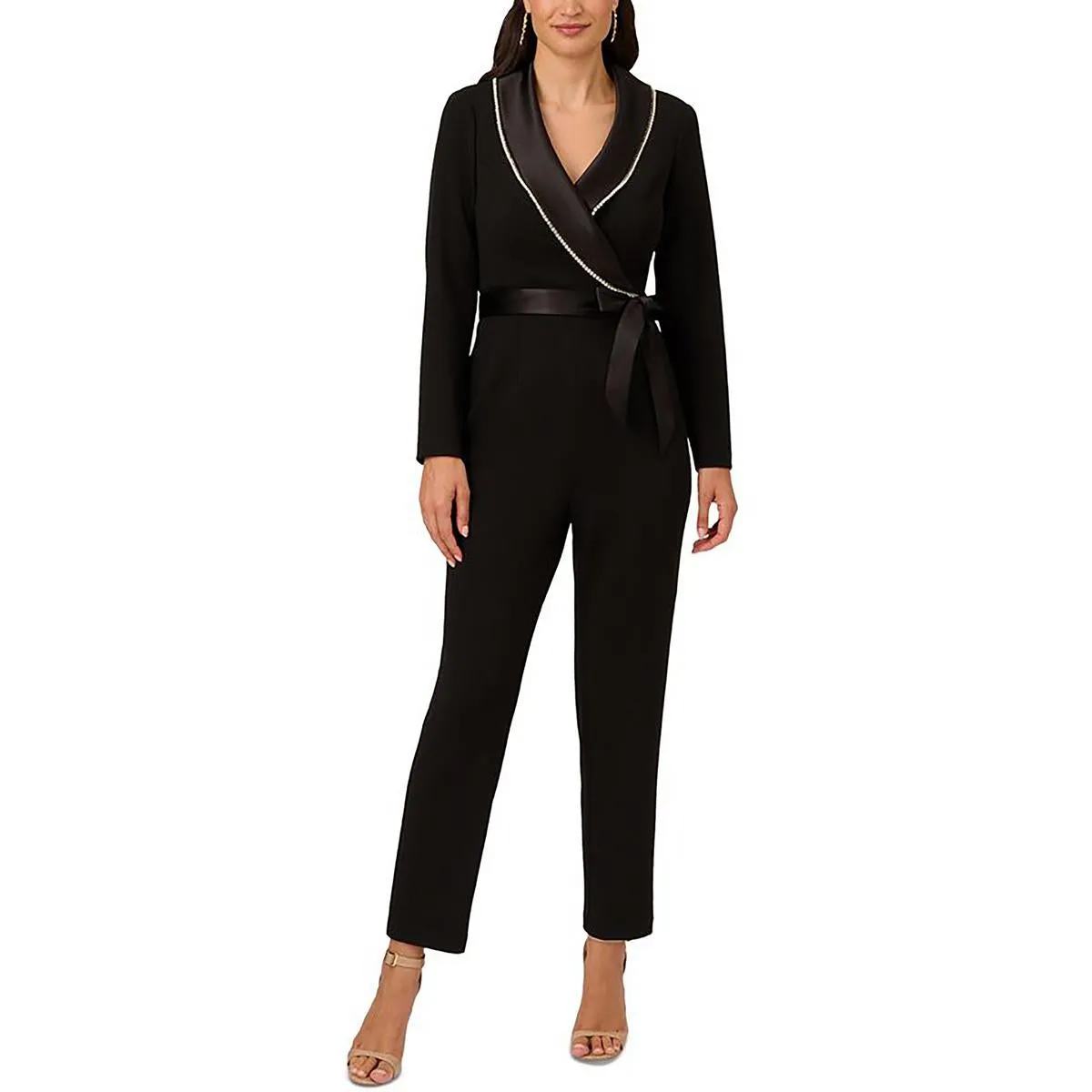 Womens Embellished Tuxedo Jumpsuit