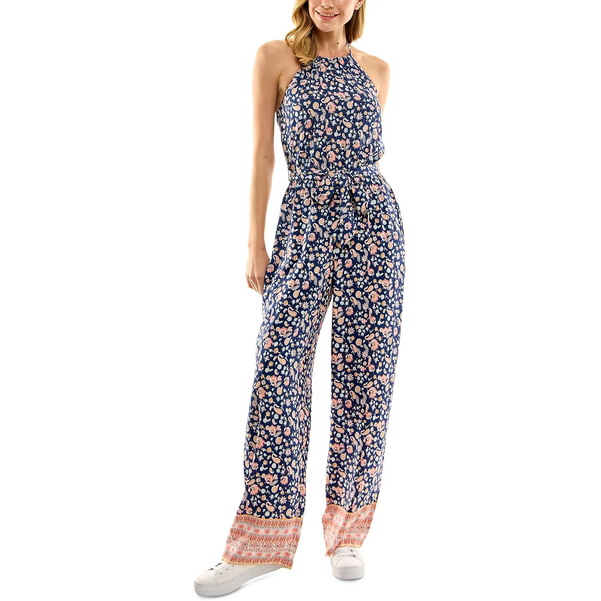 Womens Halter Wide Leg Jumpsuit