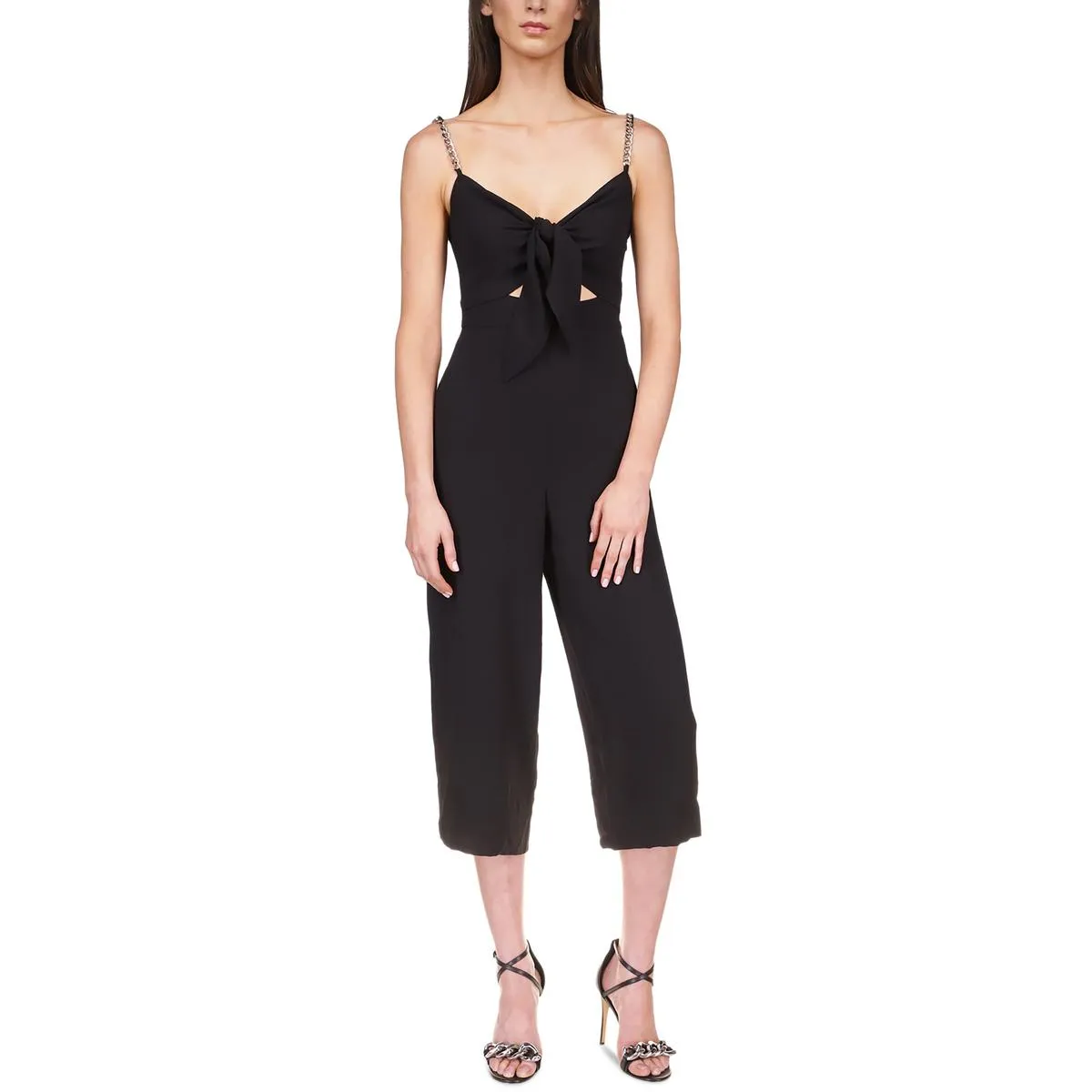 Womens Knot Front Wide Leg Jumpsuit