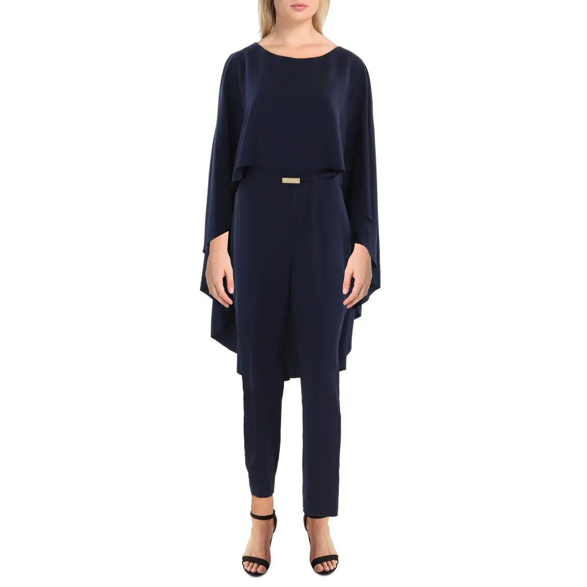 Womens Poncho Sleeve Ankle Leg Jumpsuit