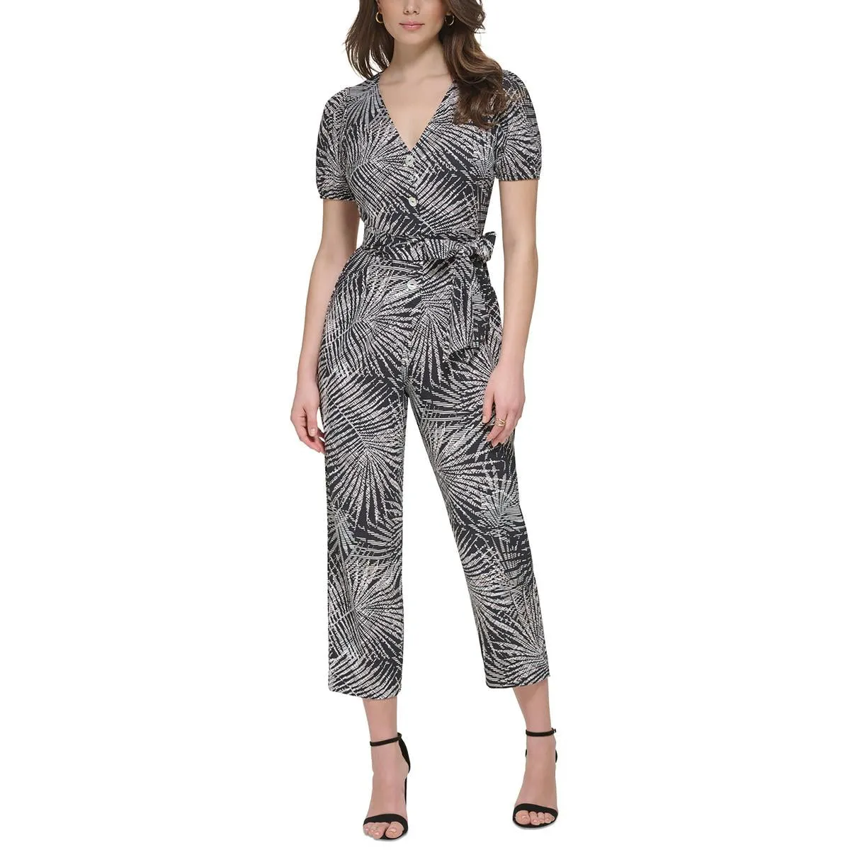 Womens Printed Wide Leg Jumpsuit