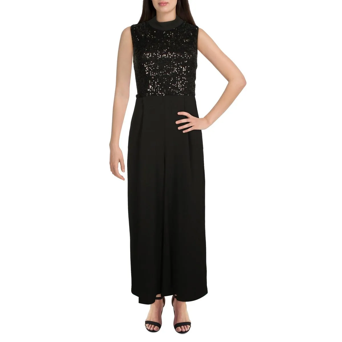 Womens Sequined Sleeveless Jumpsuit