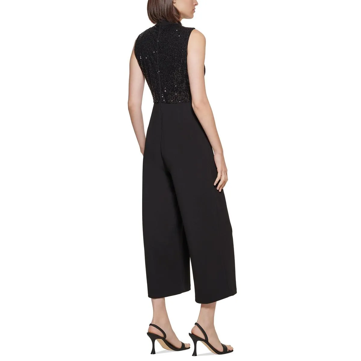 Womens Sequined Sleeveless Jumpsuit
