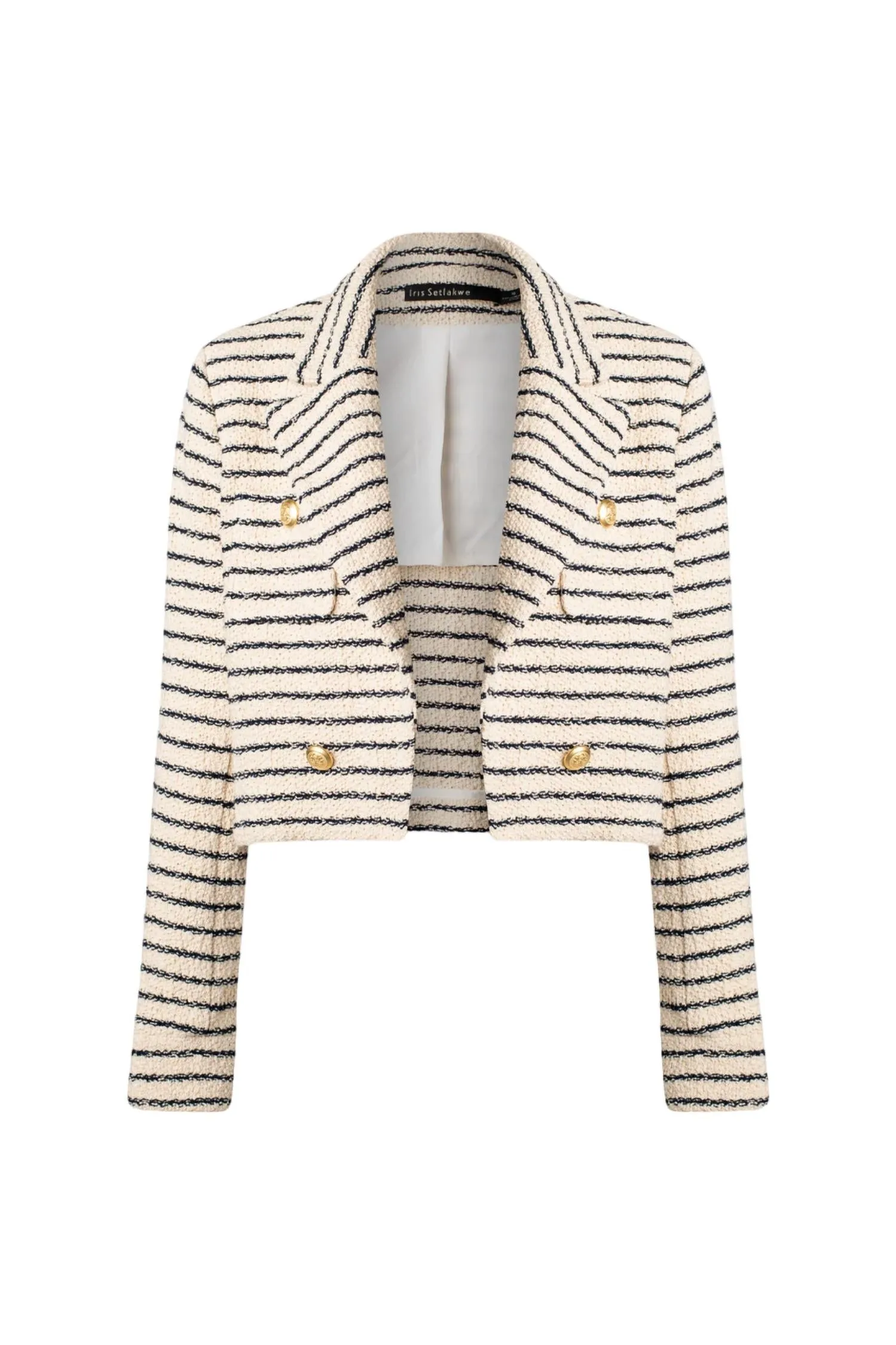 Womens Short Jacket In Natural/navy Stripe