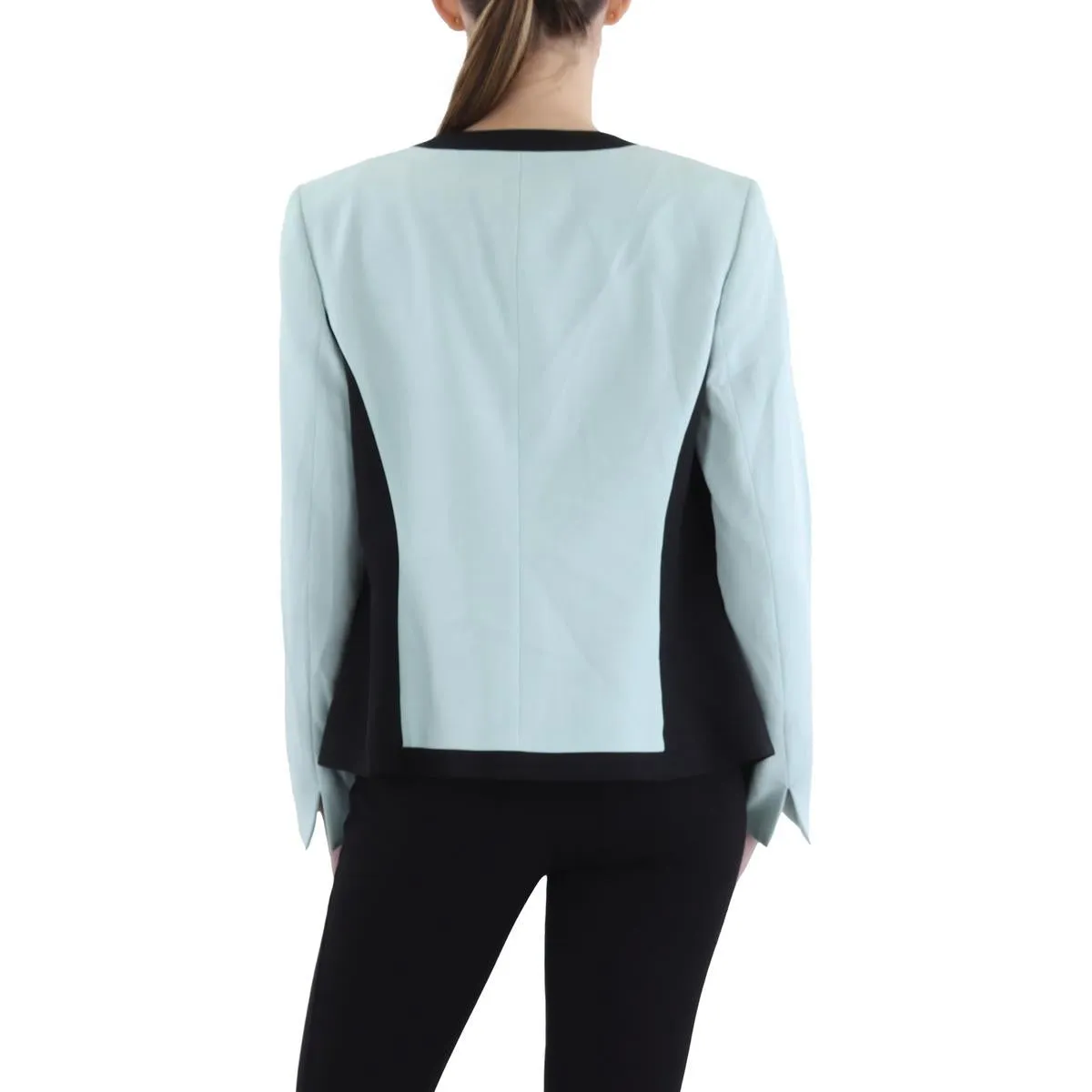 Womens Shoulder Pads Long Sleeve Open-Front Blazer