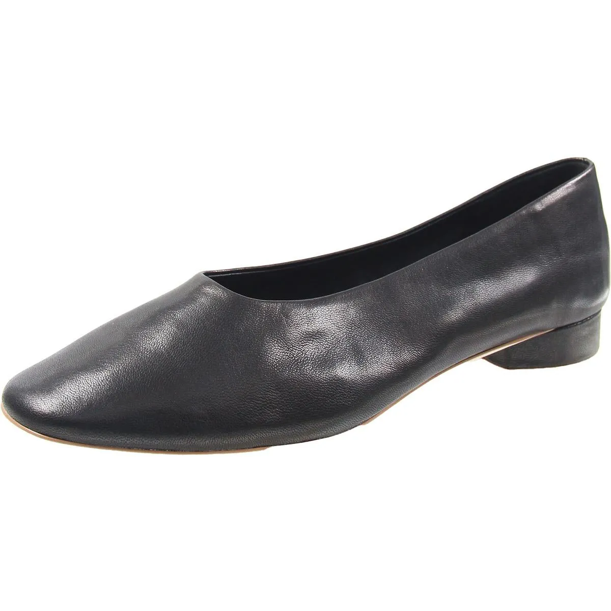 Womens Solid Leather Kitten Heels