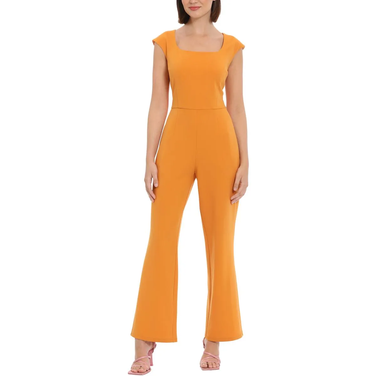 Womens Square Neck Flare Leg Jumpsuit
