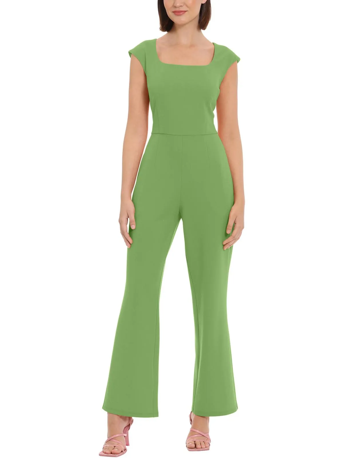 Womens Square Neck Flare Leg Jumpsuit