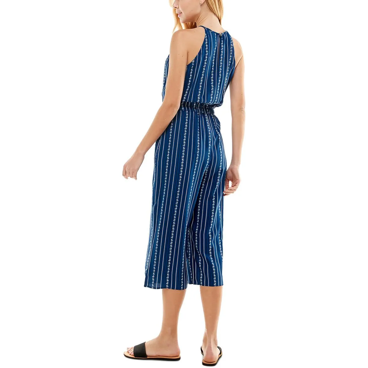 Womens Striped Tie Waist Jumpsuit
