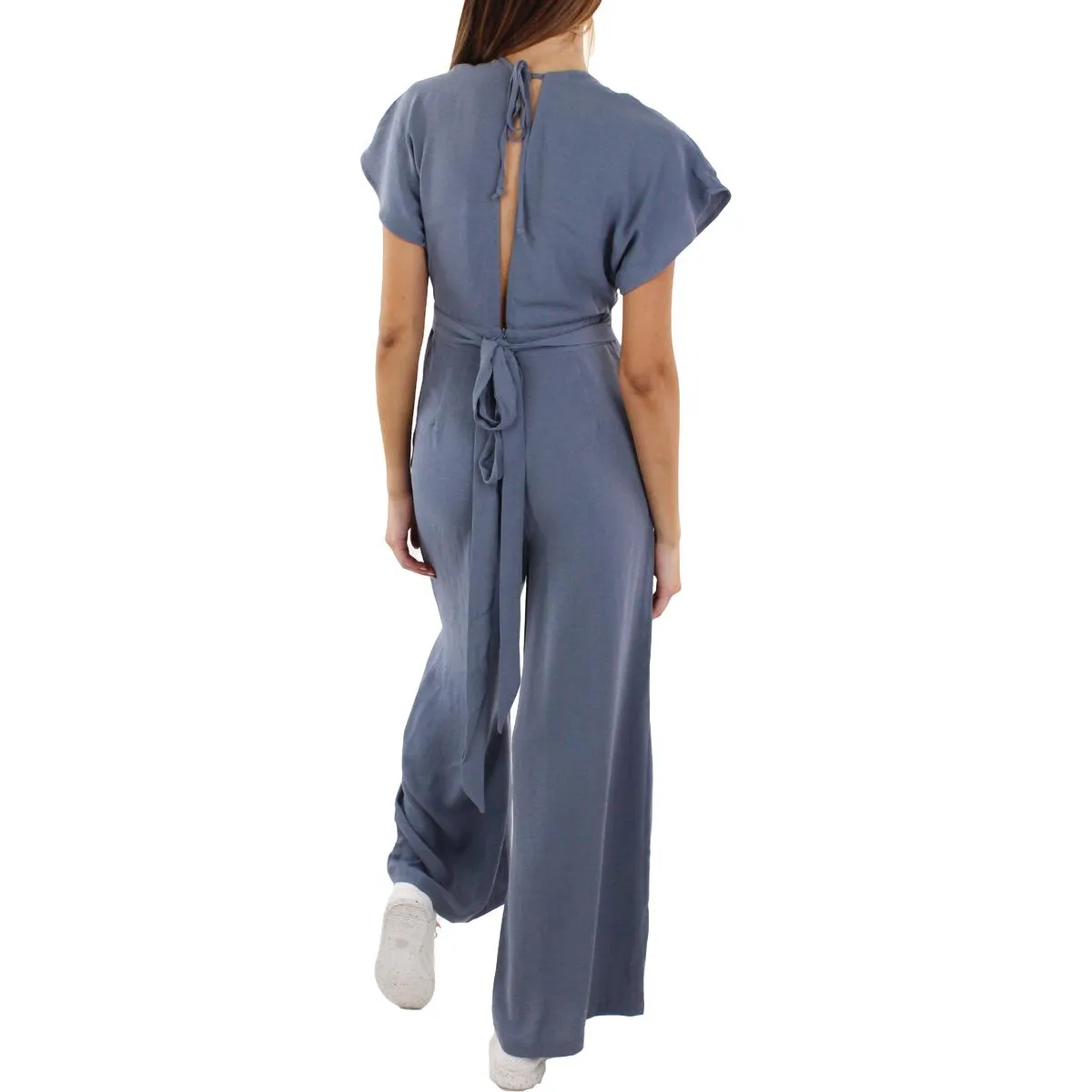 Womens Wide Leg V Neck Jumpsuit