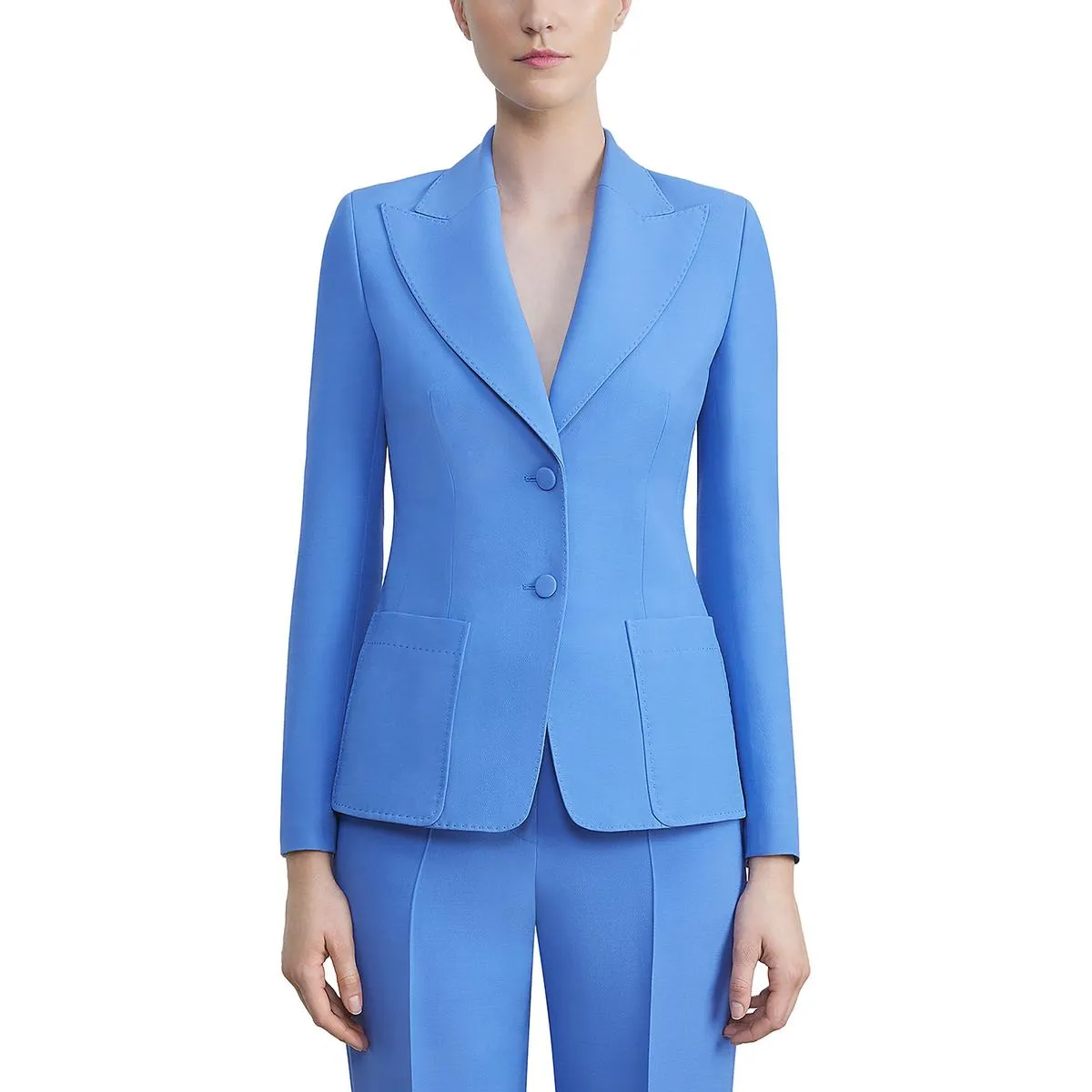 Womens Wool Suit Separate Two-Button Blazer