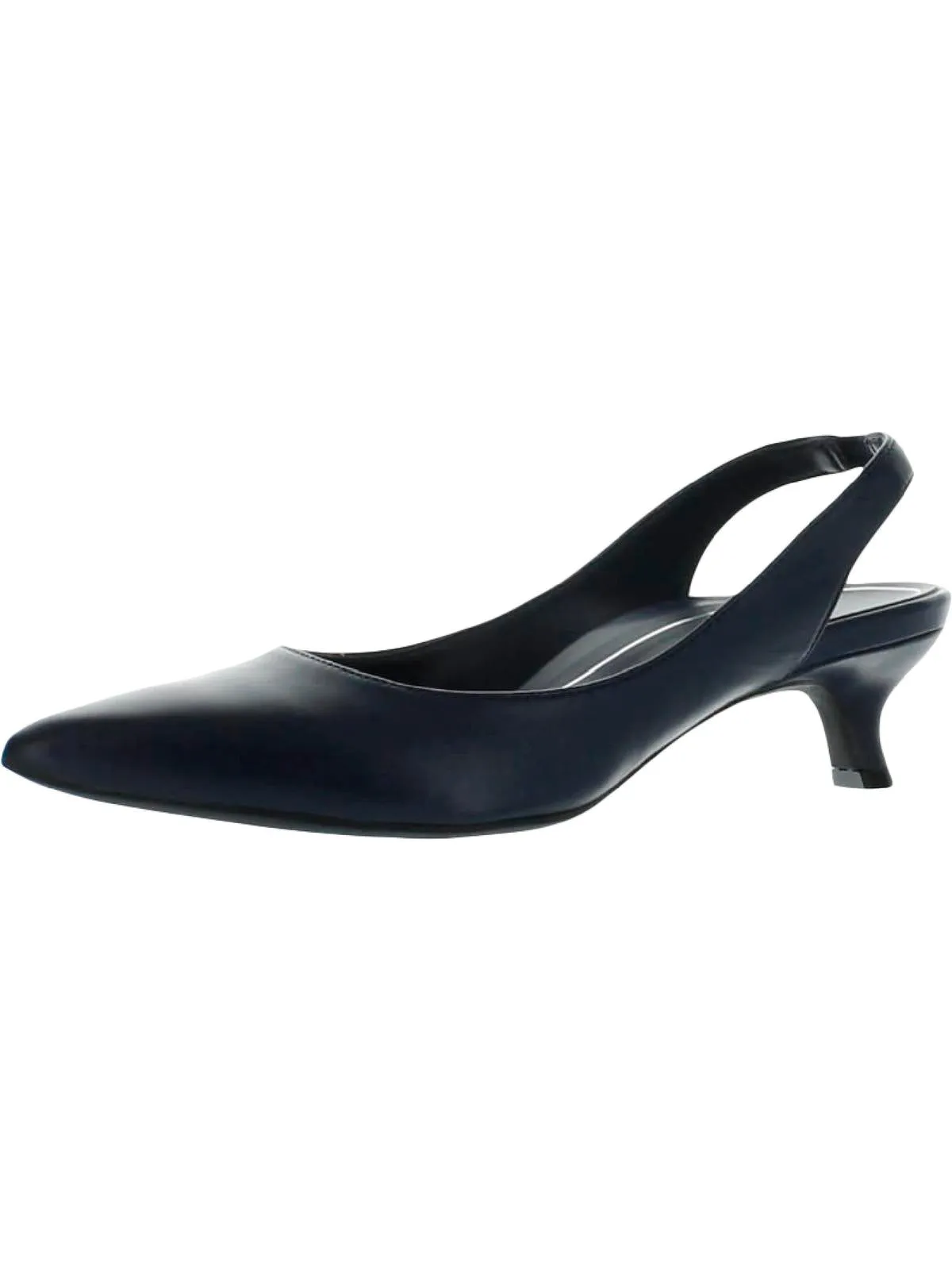 Ziva Womens Leather Pointed Toe Kitten Heels